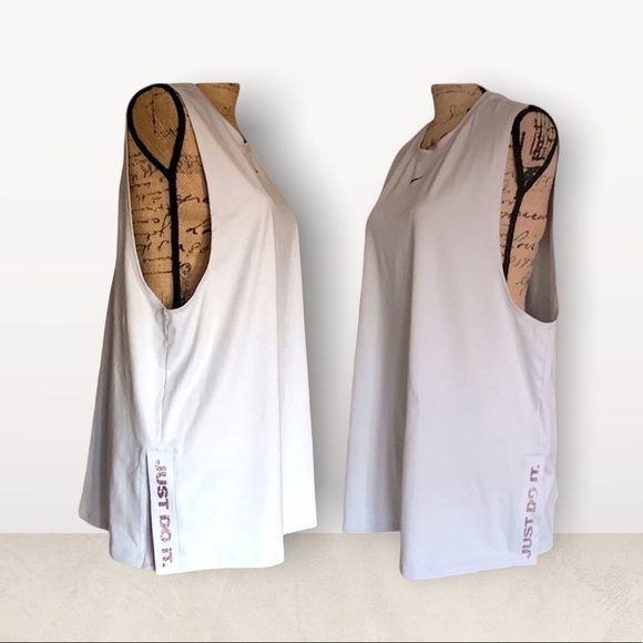 NIKE Bling Tank Top Vintage Band Training Grey Sleeveless Tank Top w Just Do It” - Picture 1 of 7